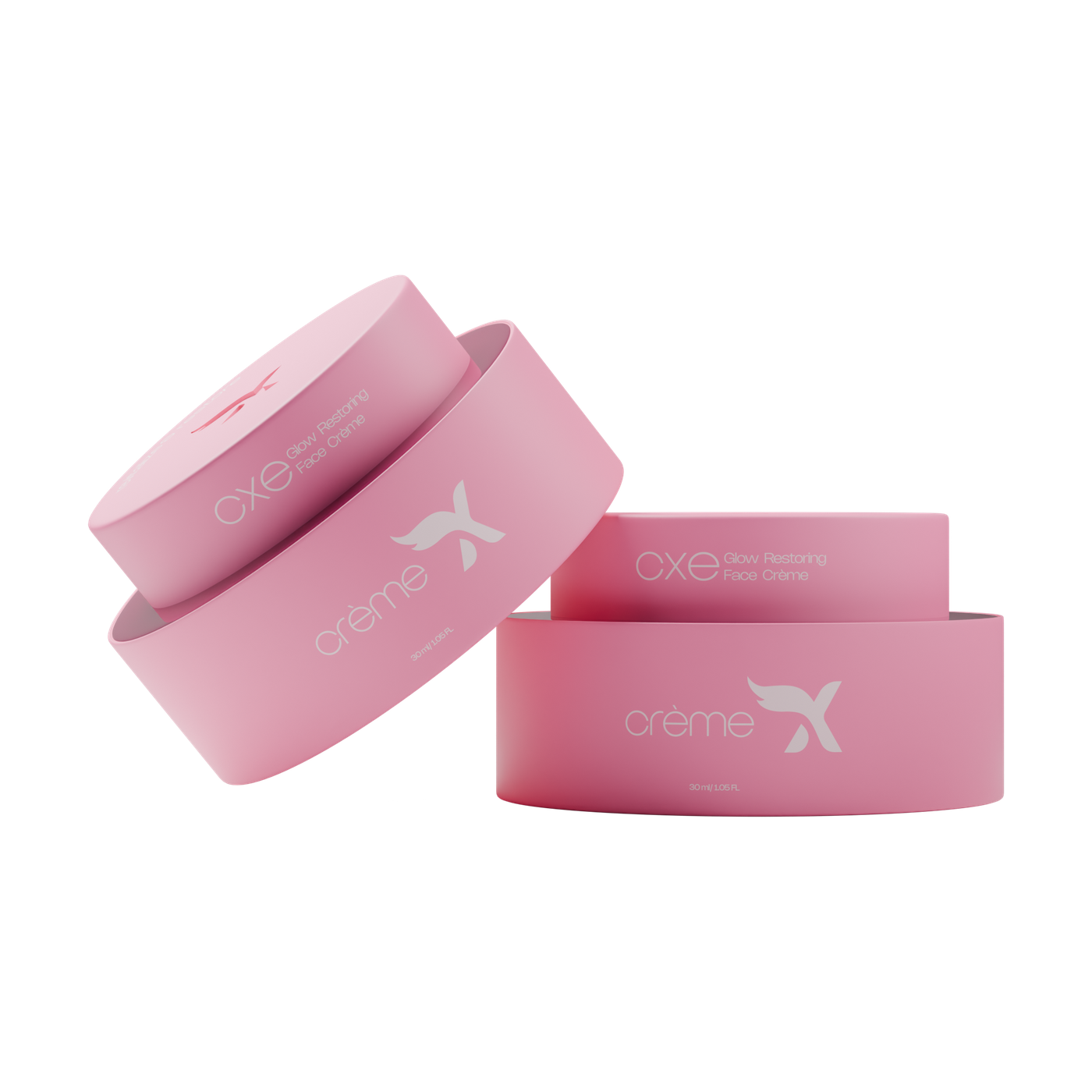 Two crème X Glow Restoring Face Crème jars